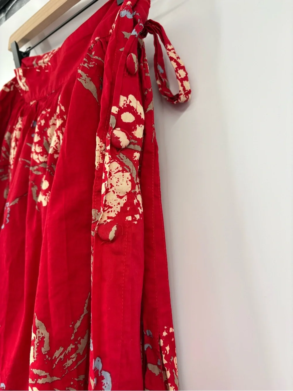 Posse Zina Pineapple Midi Wrap Skirt Red XS Limited Edition 100% Cotton Resort